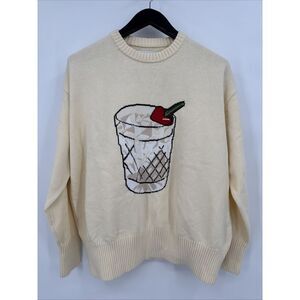 SOHO House Sweater Cocktail Themed Unisex Size M‎ Embroidered 100% Cotton Meme